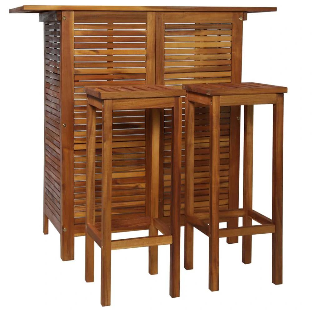 Bar Table and Chair Set 3 Pieces vidaXL Solid Acacia Wood by vidaXL