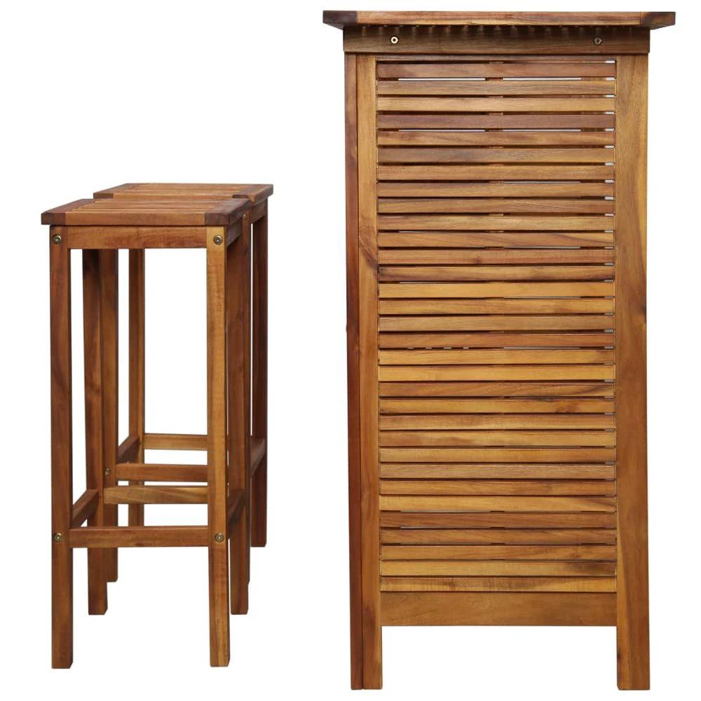 Bar Table and Chair Set 3 Pieces vidaXL Solid Acacia Wood by vidaXL