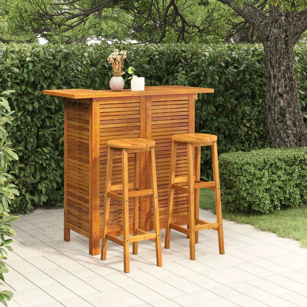 Bar Table and Chair Set 3 Pieces vidaXL Solid Acacia Wood by vidaXL