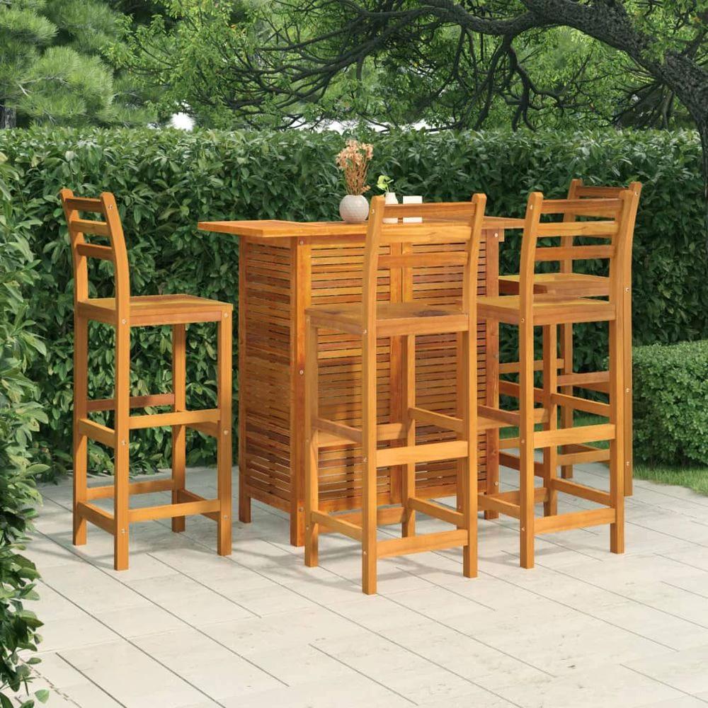 Bar Table and Chair Set 3 Pieces vidaXL Solid Acacia Wood by vidaXL