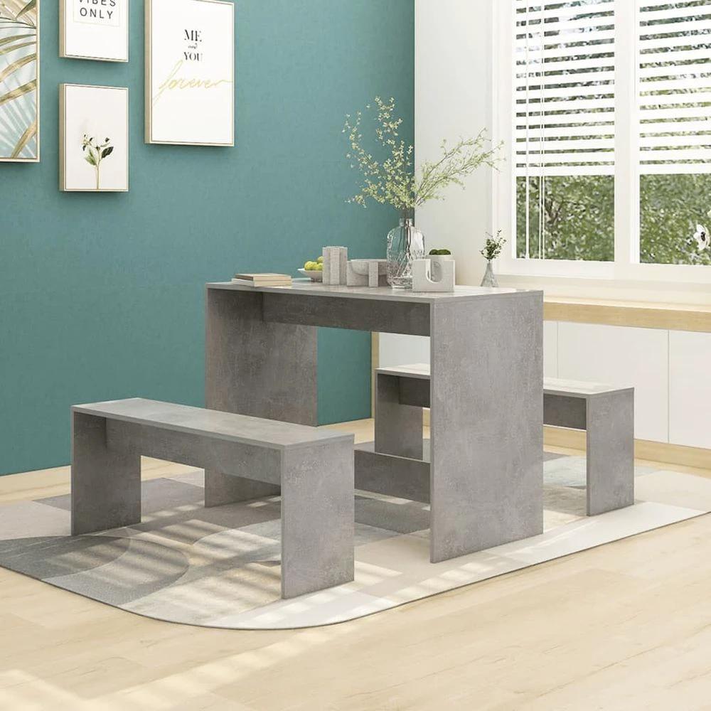 vidaXL 3 Piece vidaXL Dining Set Smoked Oak Engineered Wood - Uncategorized Dining Set