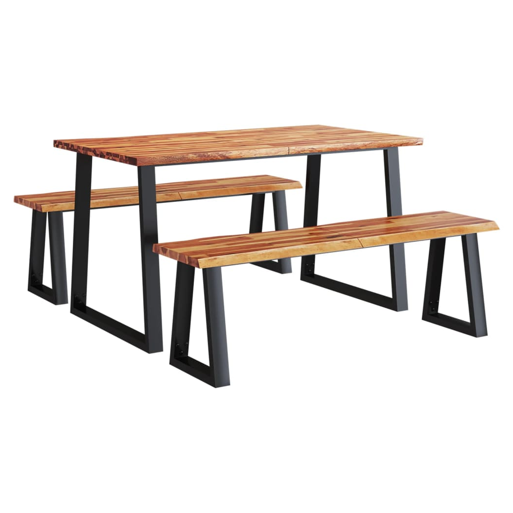 vidaXL 3 Piece vidaXL Dining Set with Live Edge Solid Wood Acacia - Uncategorized Dining Set