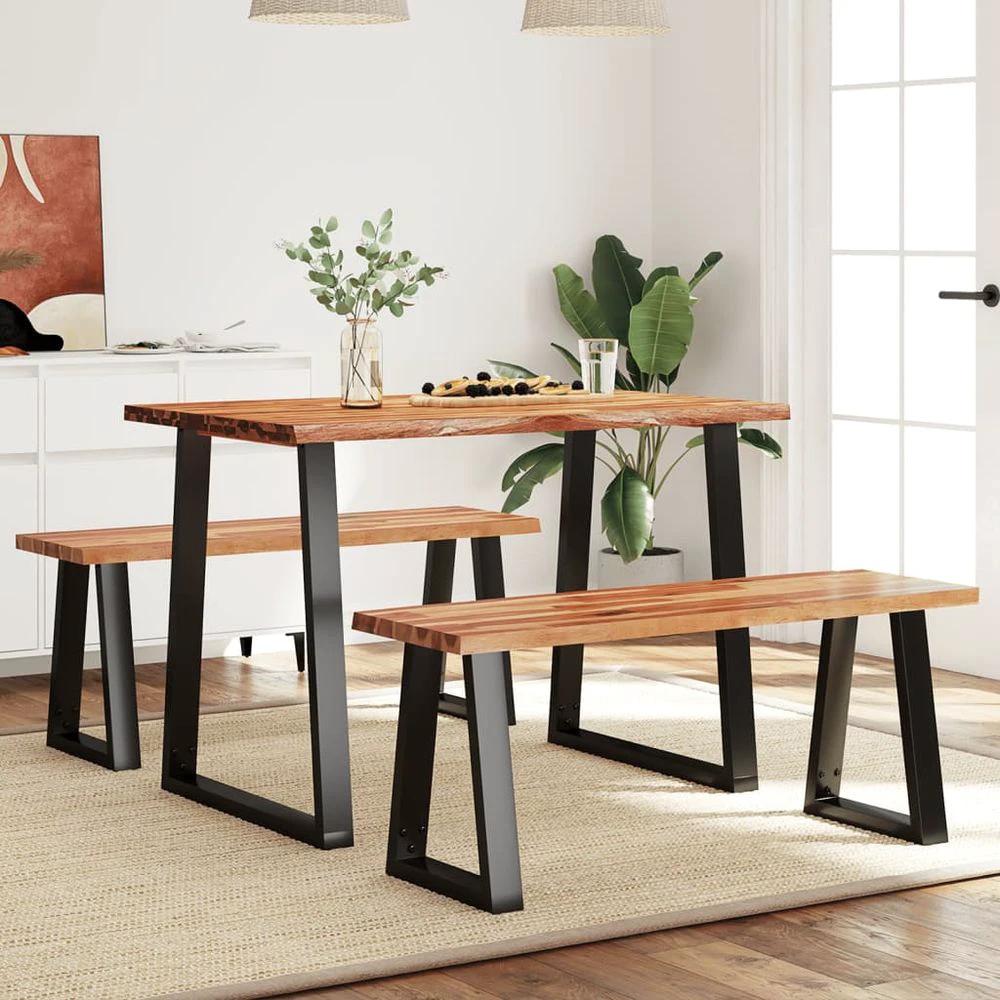3 Piece vidaXL Dining Set with Live Edge Solid Wood Acacia by vidaXL