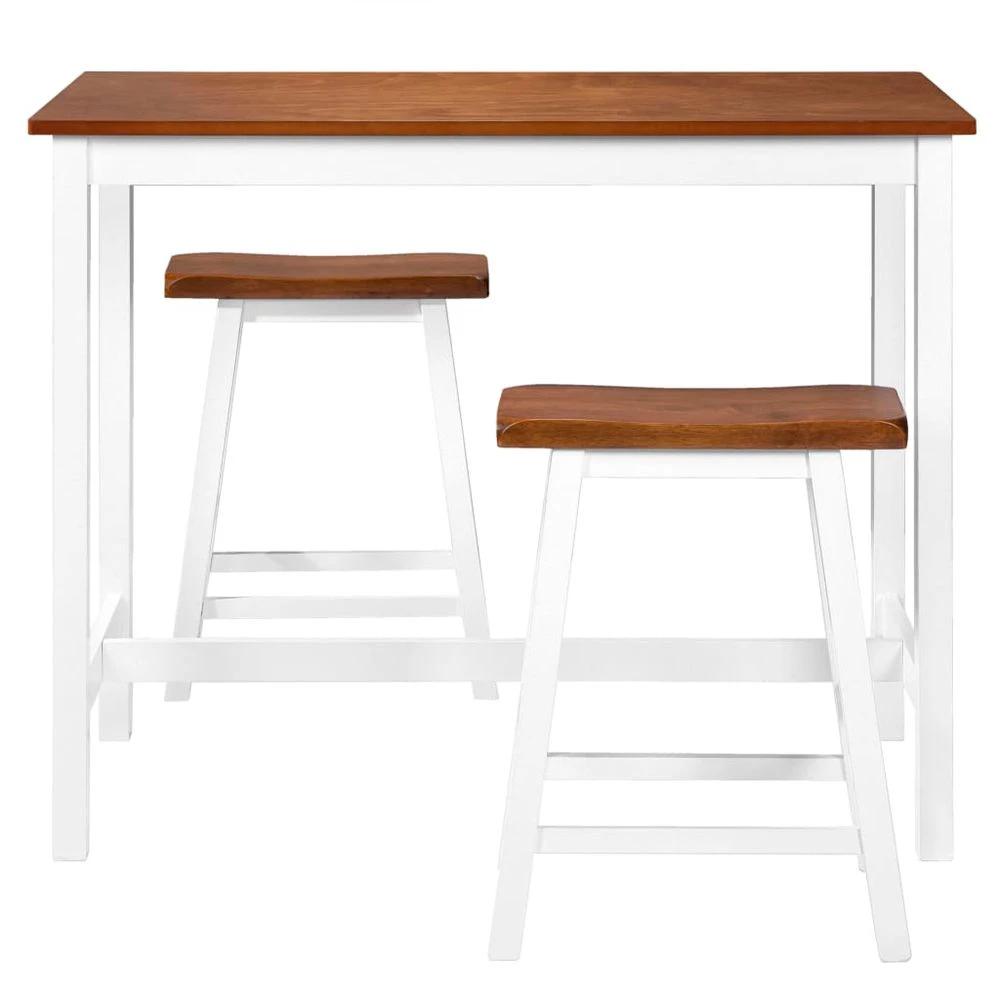 vidaXL Bar Table and Stool Set 3 Pieces vidaXL Solid Wood - Uncategorized Dining Set