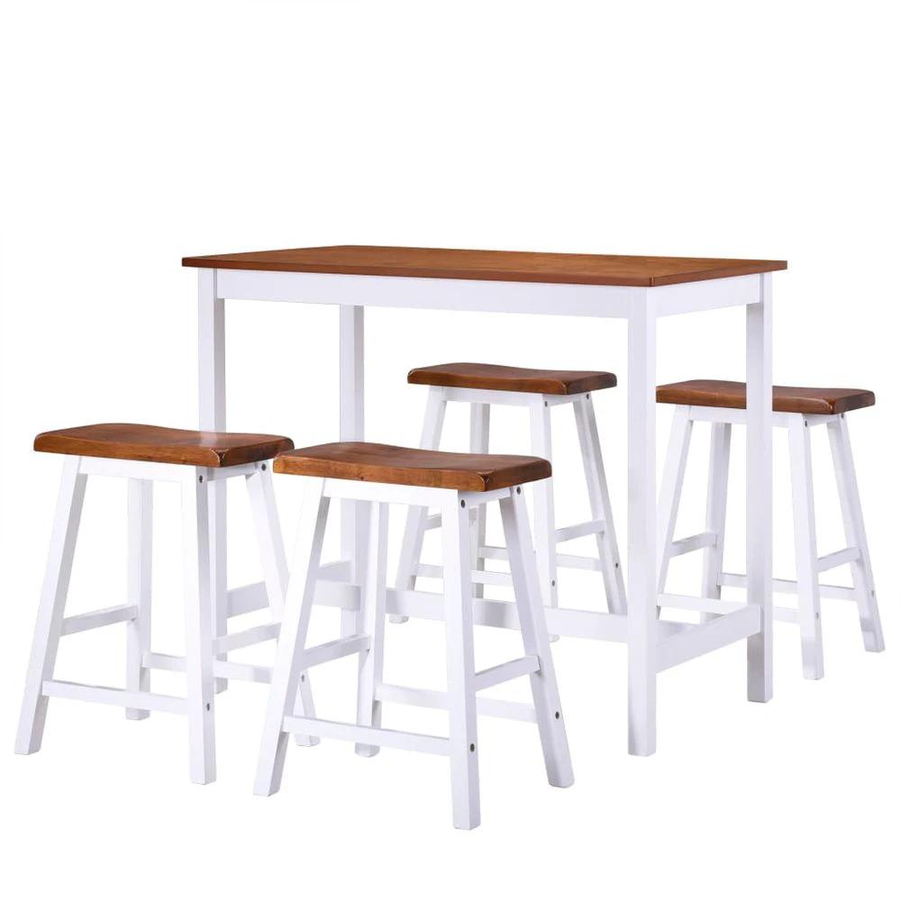 vidaXL Bar Table and Stool Set 5 Pieces vidaXL Solid Wood - Uncategorized Dining Set