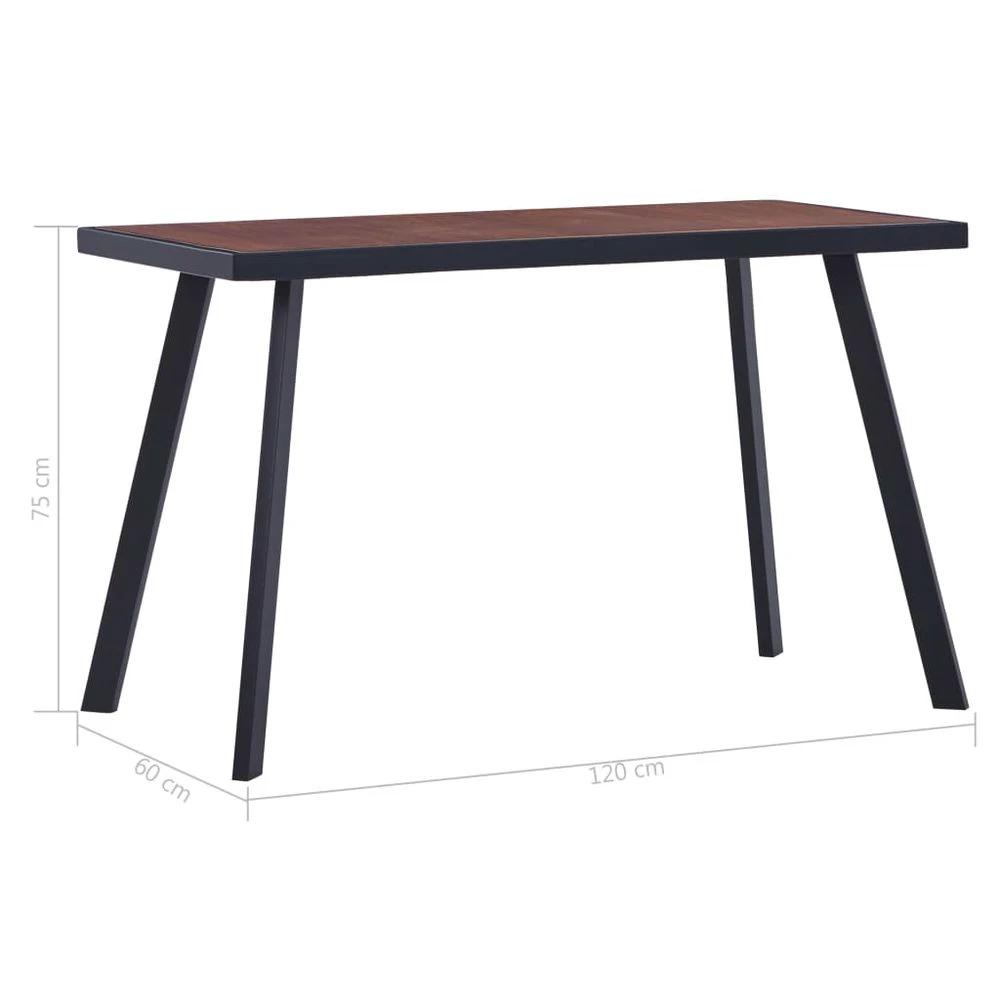 vidaXL Dining Table Dark Wood and Black vidaXL 120x60x75 cm MDF - Uncategorized Dining Table