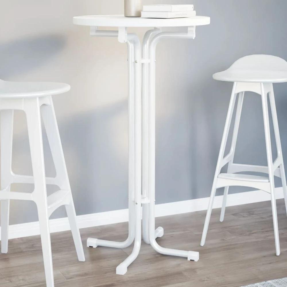 vidaXL Dining Table vidaXL White Ø60x110 cm Engineered Wood and Steel - Uncategorized Dining Table