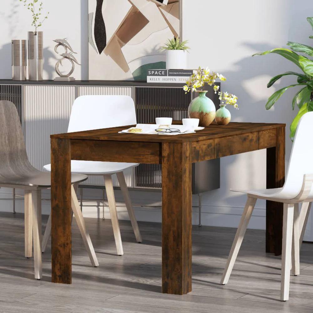 vidaXL Dining Table Smoked Oak vidaXL 140x74.5x76 cm Engineered Wood - Uncategorized Dining Table