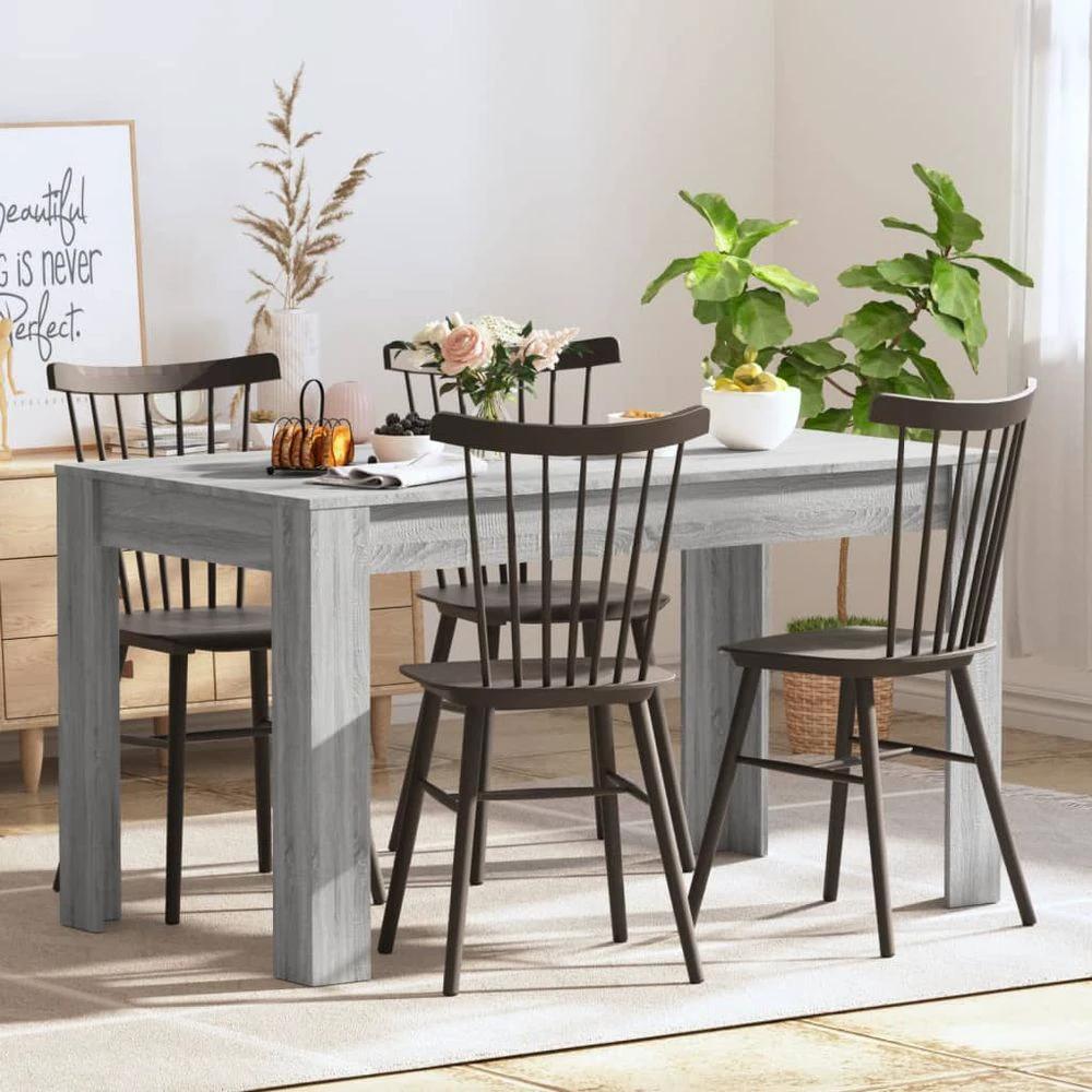Dining Table Smoked Oak vidaXL 140x74.5x76 cm Engineered Wood by vidaXL