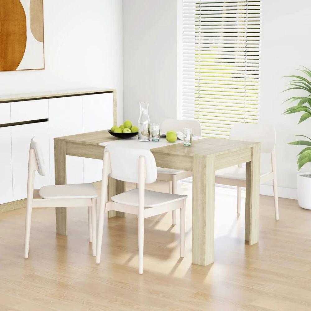 Dining Table Smoked Oak vidaXL 140x74.5x76 cm Engineered Wood by vidaXL
