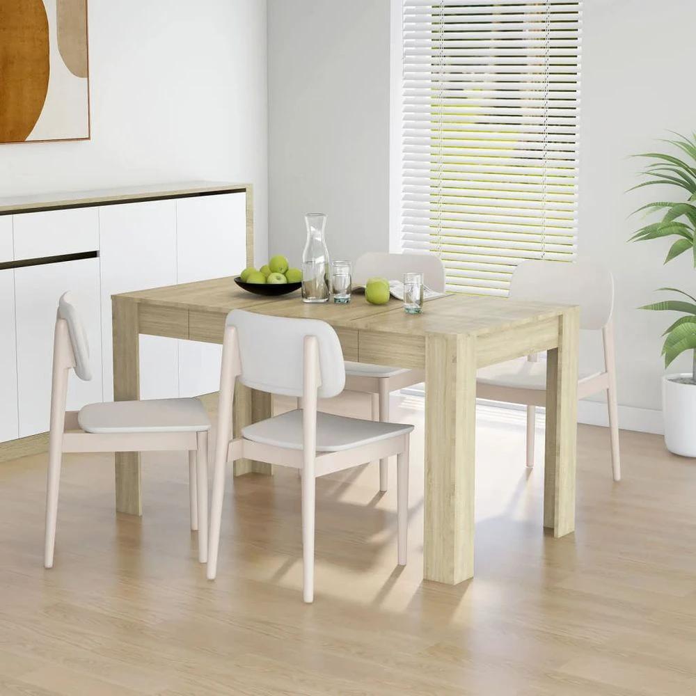 Dining Table Smoked Oak vidaXL 140x74.5x76 cm Engineered Wood by vidaXL