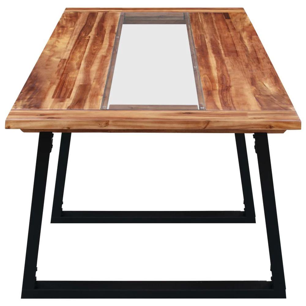 vidaXL Dining Table 180x90x75 cm vidaXL Solid Acacia Wood and Glass - Uncategorized Dining Table