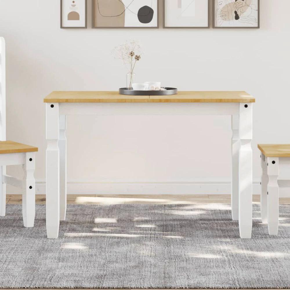 Dining Table Corona White 112x60x75 cm vidaXL Solid Wood Pine by vidaXL
