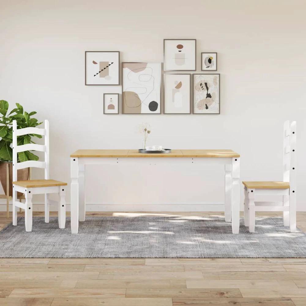vidaXL Dining Table Corona White 160x80x75 cm vidaXL Solid Wood Pine - Uncategorized Dining Table
