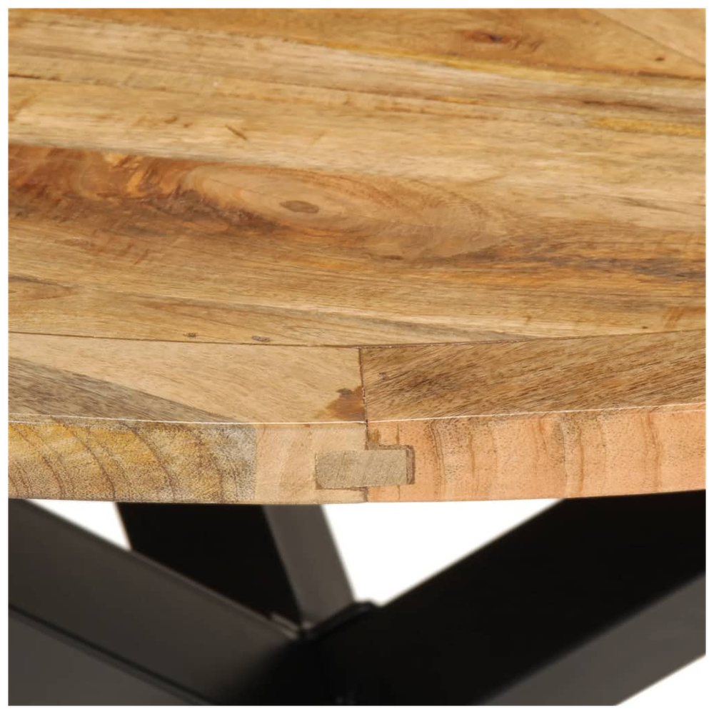 Dining Table Ø110x75 cm vidaXL Solid Wood Rough Mango by vidaXL