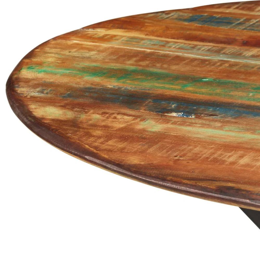 vidaXL Dining Table Ø110x78 cm vidaXL Solid Wood Reclaimed and Steel - Uncategorized Dining Table