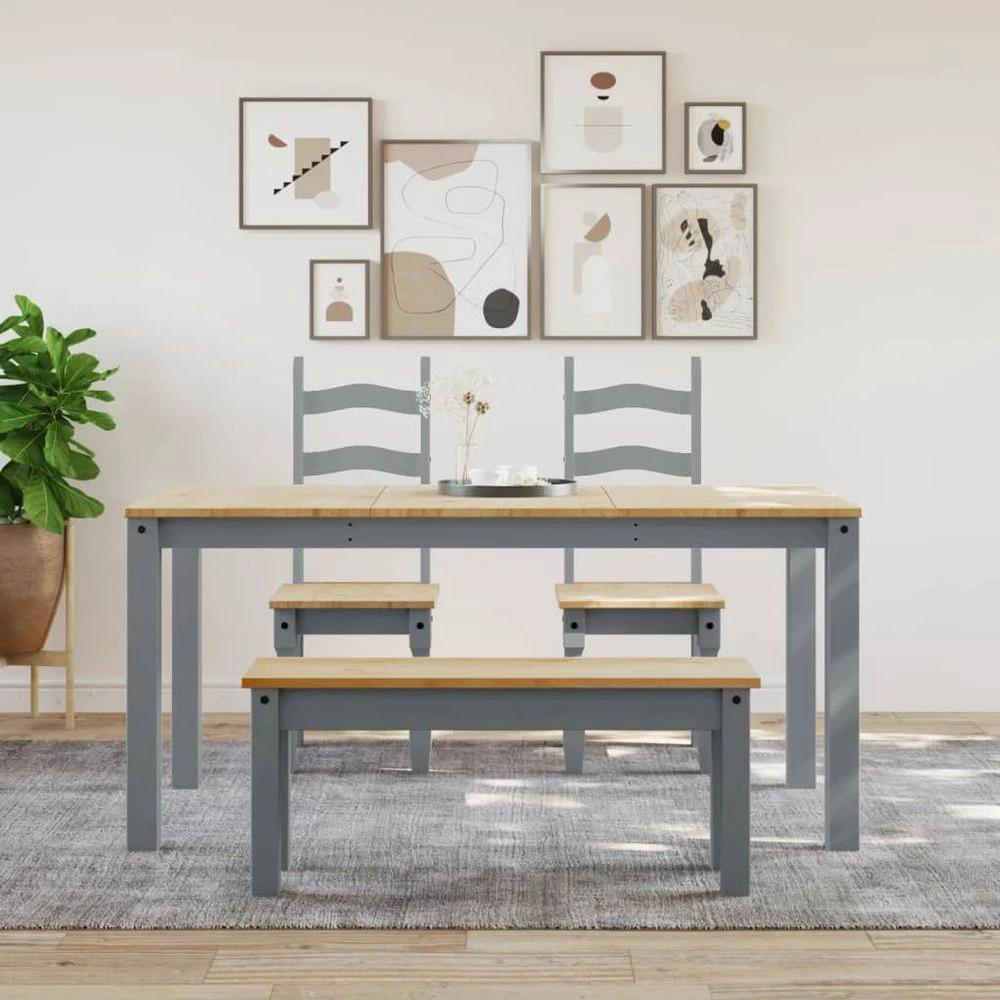 vidaXL Dining Table Panama Grey 160x80x75 cm vidaXL Solid Wood Pine - Uncategorized Dining Table