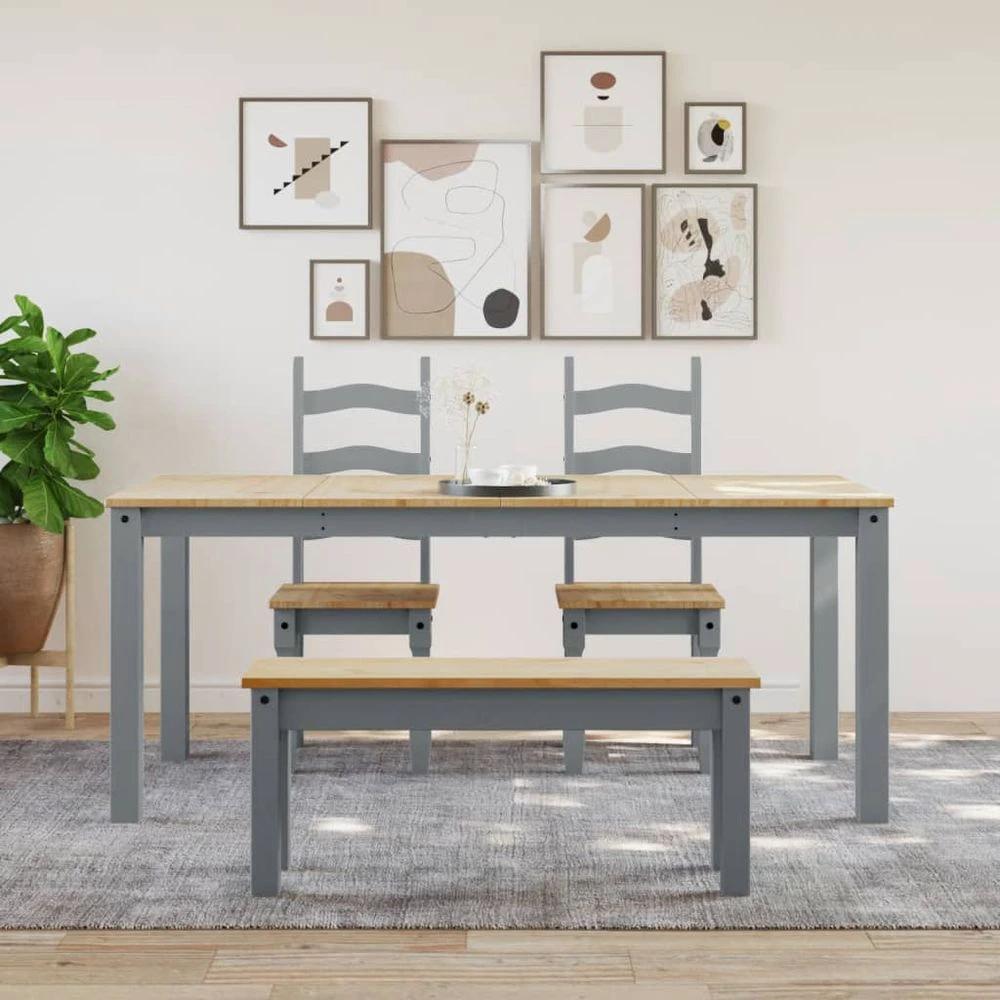 vidaXL Dining Table Panama Grey 180x90x75 cm vidaXL Solid Wood Pine - Uncategorized Dining Table