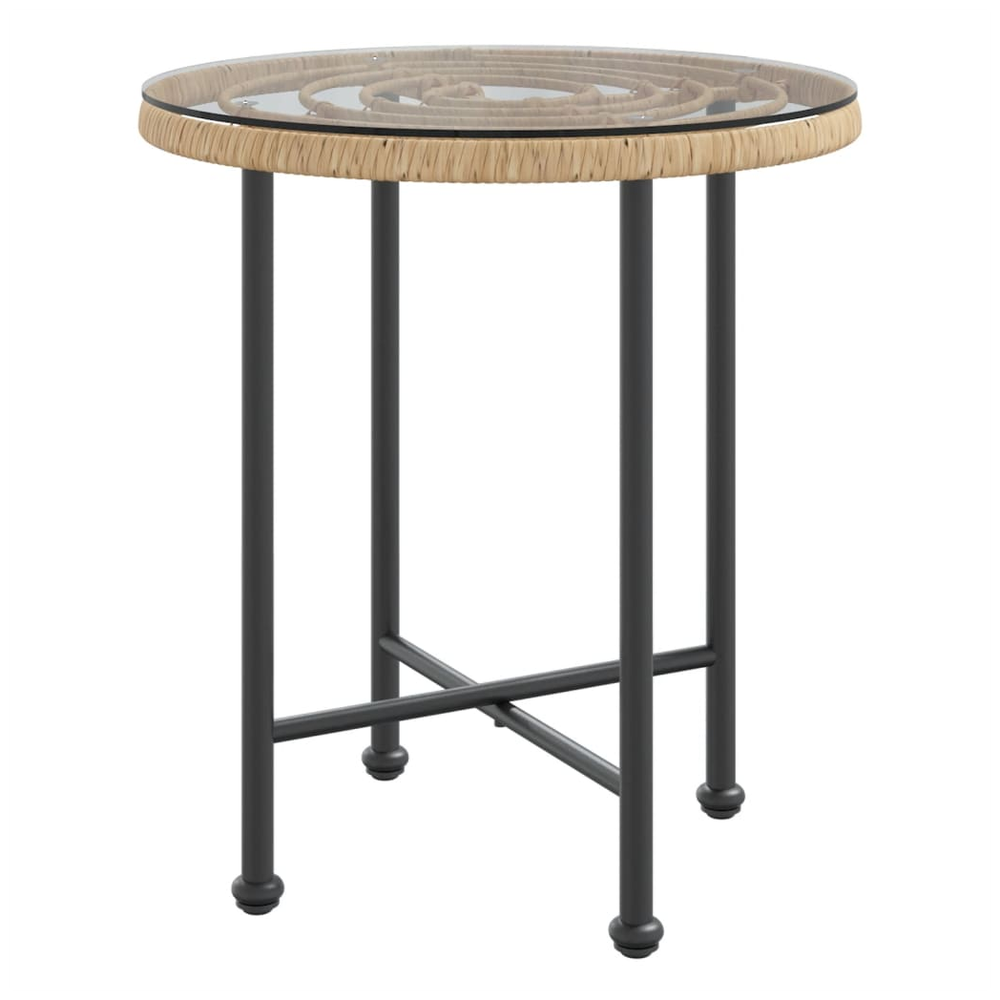 Dining Table Ø50 cm vidaXL Tempered Glass and Steel by vidaXL
