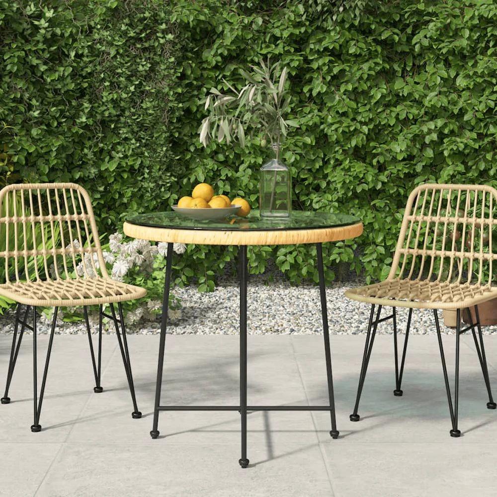Dining Table Ø50 cm vidaXL Tempered Glass and Steel by vidaXL