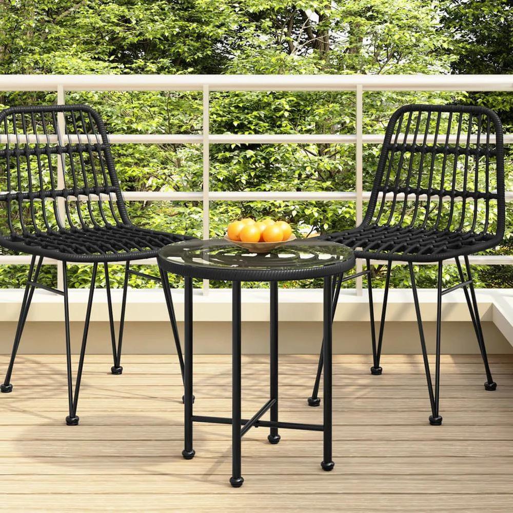 Dining Table Ø50 cm vidaXL Tempered Glass and Steel by vidaXL