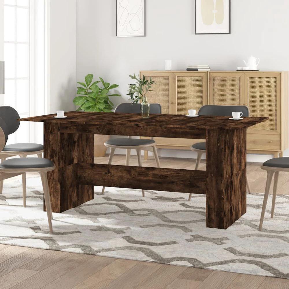 Dining Table Smoked Oak vidaXL 180x90x76 cm Engineered Wood by vidaXL