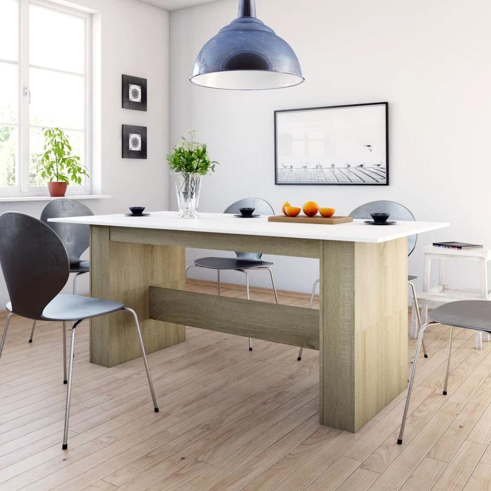 Dining Table Smoked Oak vidaXL 180x90x76 cm Engineered Wood by vidaXL