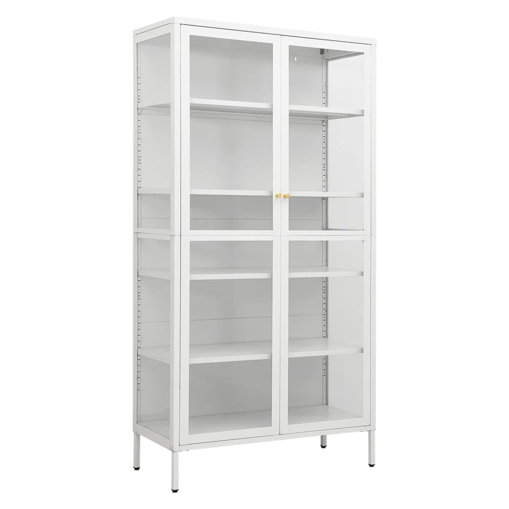 vidaXL Display Cabinet White vidaXL 90x40x180 cm Steel and Tempered Glass - Uncategorized Display Cabinet