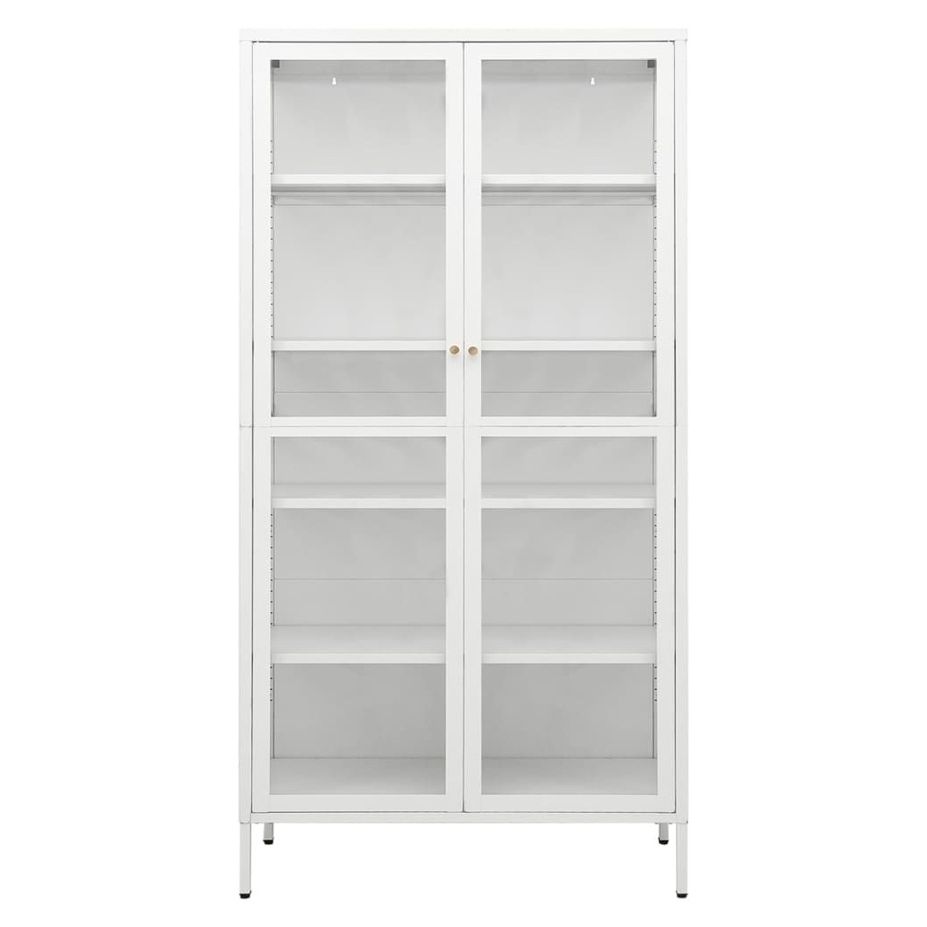 vidaXL Display Cabinet White vidaXL 90x40x180 cm Steel and Tempered Glass - Uncategorized Display Cabinet