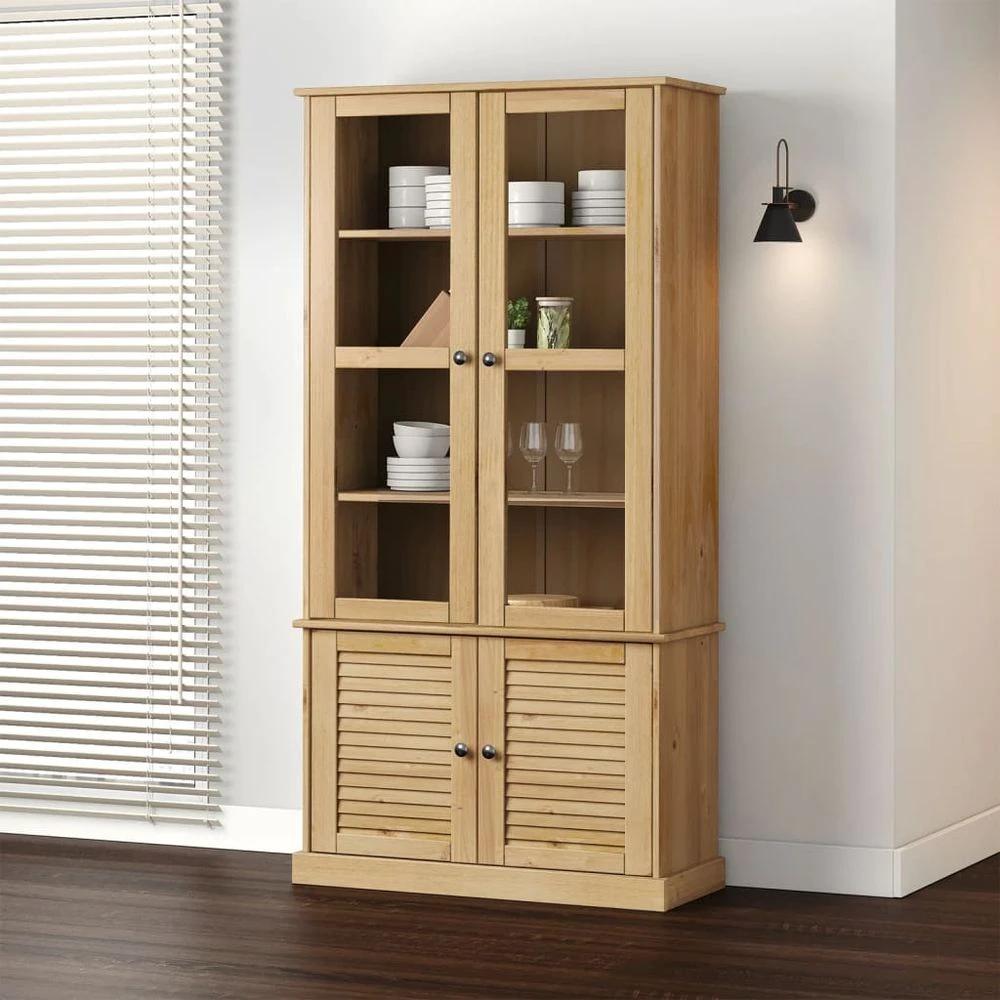 Glass Display Cabinet VIGO vidaXL 85x35x170 cm Solid Wood Pine by vidaXL