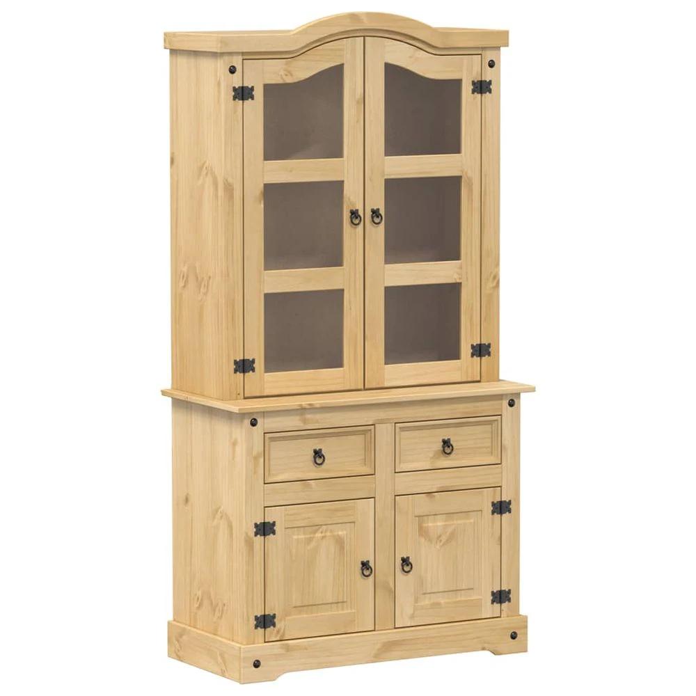vidaXL Glass Display Cabinet Corona vidaXL 100x48.5x179 cm Solid Wood Pine - Uncategorized Display Cabinet