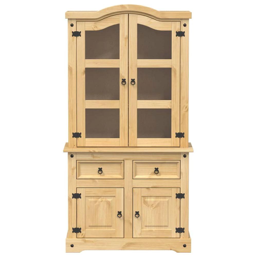 vidaXL Glass Display Cabinet Corona vidaXL 100x48.5x179 cm Solid Wood Pine - Uncategorized Display Cabinet