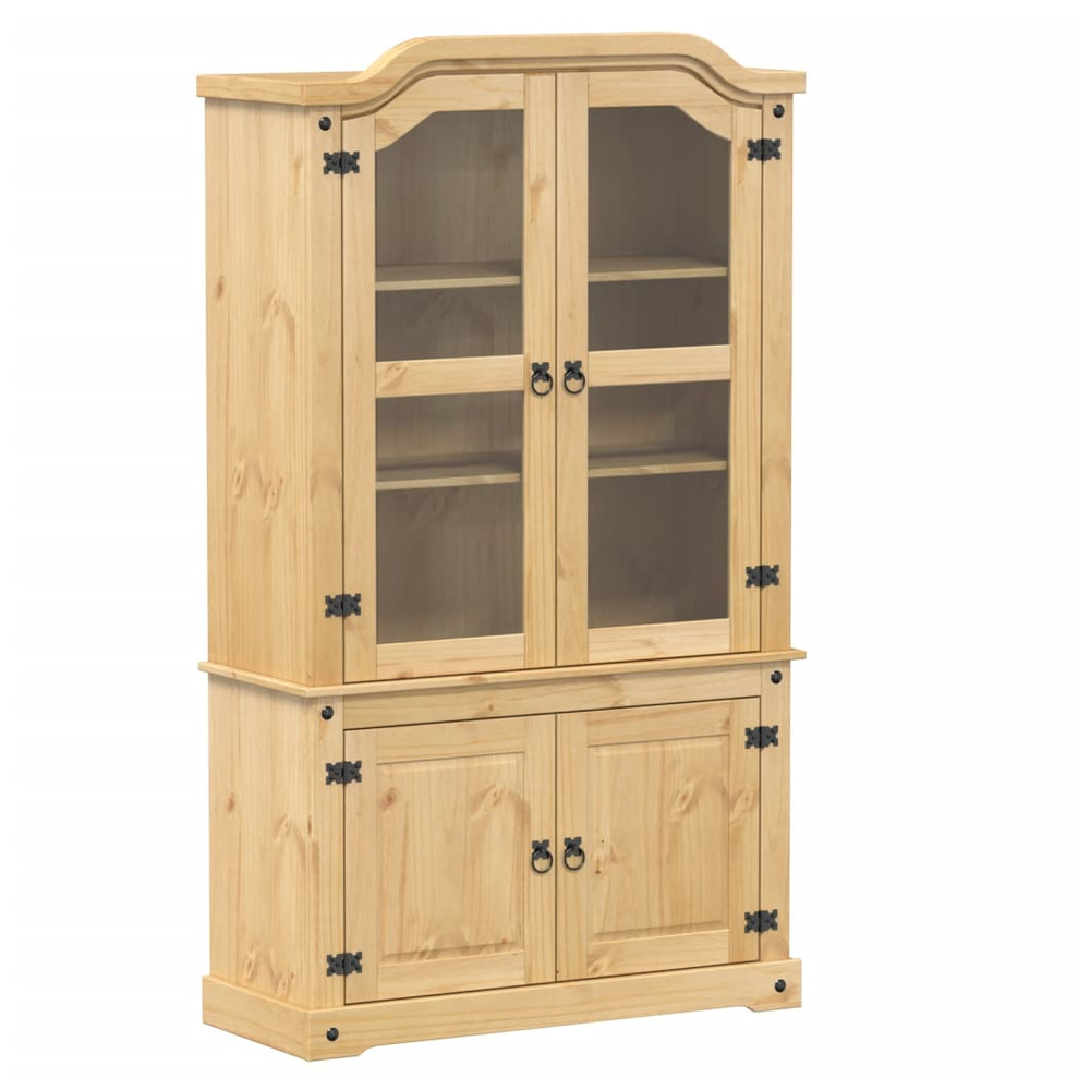 vidaXL Glass Display Cabinet Corona vidaXL 103.5x42x180 cm Solid Wood Pine - Uncategorized Display Cabinet