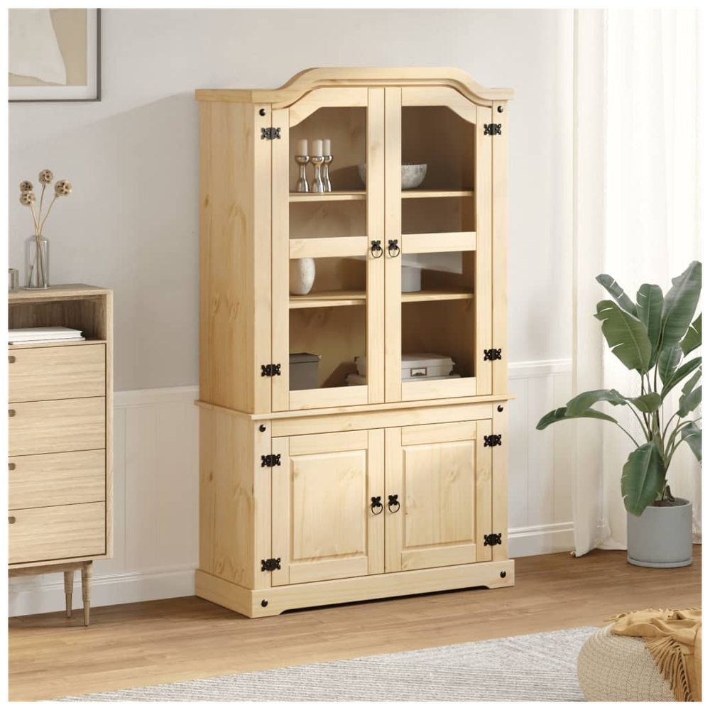 vidaXL Glass Display Cabinet Corona vidaXL 103.5x42x180 cm Solid Wood Pine - Uncategorized Display Cabinet