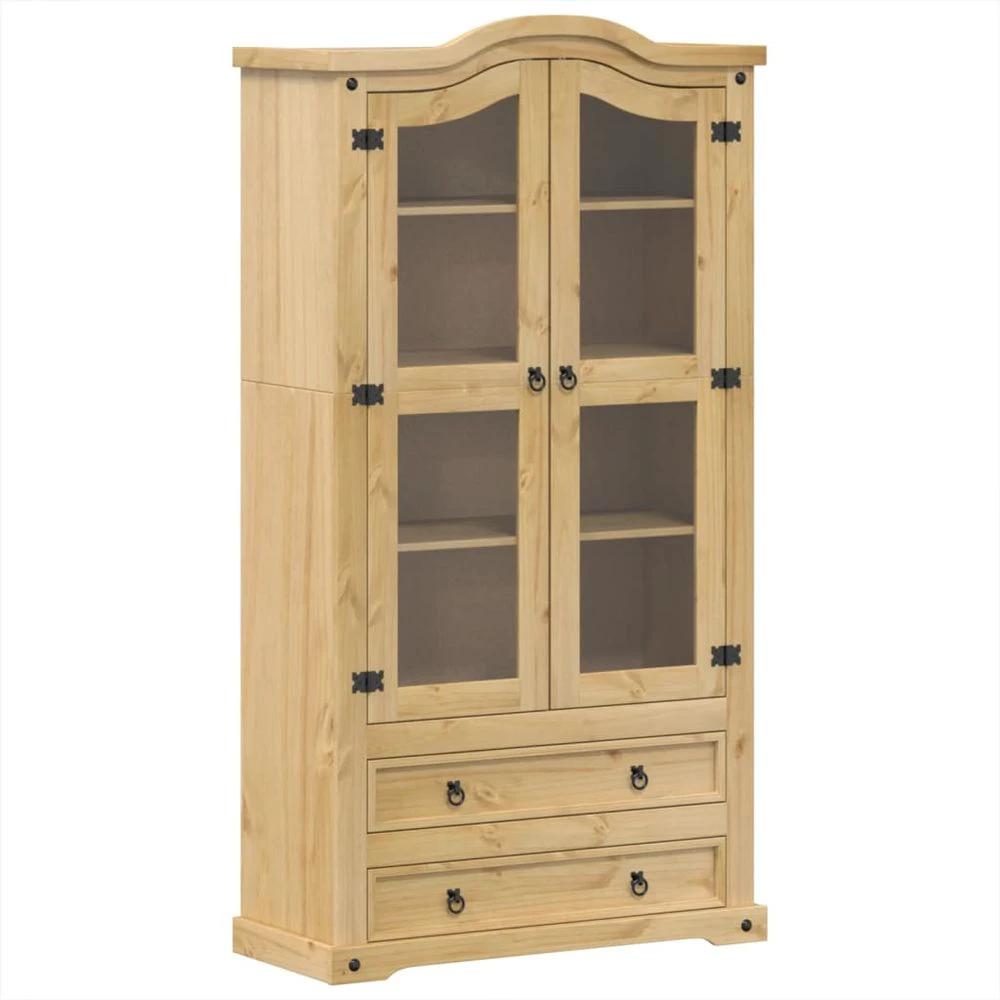 vidaXL Glass Display Cabinet Corona vidaXL 99x43x187 cm Solid Wood Pine - Uncategorized Display Cabinet