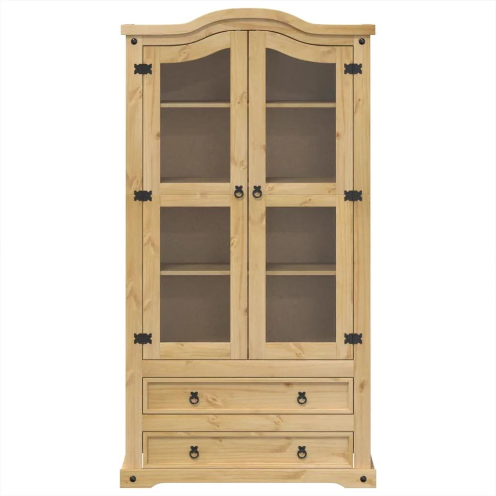 vidaXL Glass Display Cabinet Corona vidaXL 99x43x187 cm Solid Wood Pine - Uncategorized Display Cabinet