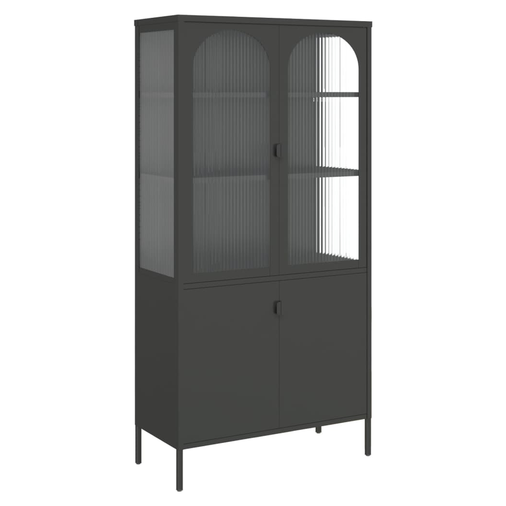 Highboard Black 90x40x180 cm vidaXL Glass and Steel by vidaXL