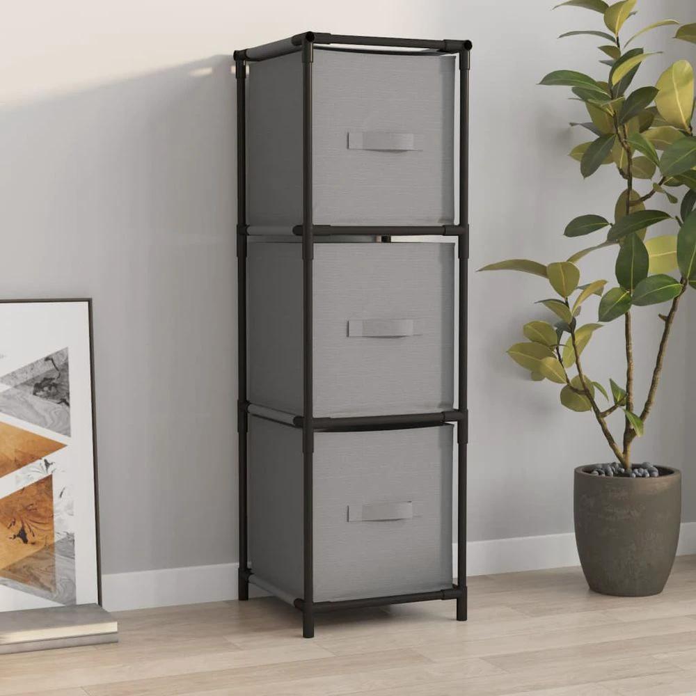Storage Cabinet with 3 Fabric Drawers vidaXL Grey 34x34x101 cm Steel by vidaXL