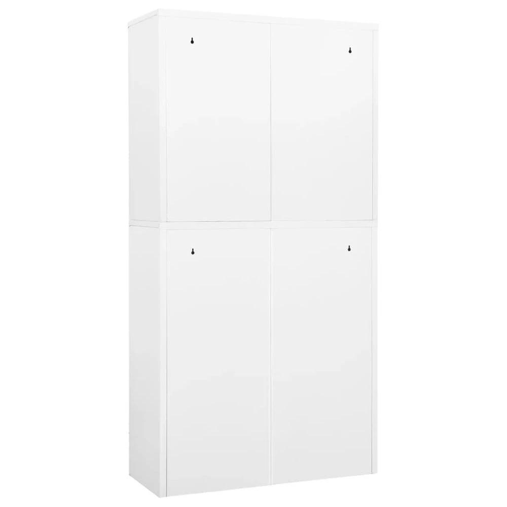 Office Cabinet White 90x40x180 cm vidaXL Steel and Tempered Glass by vidaXL