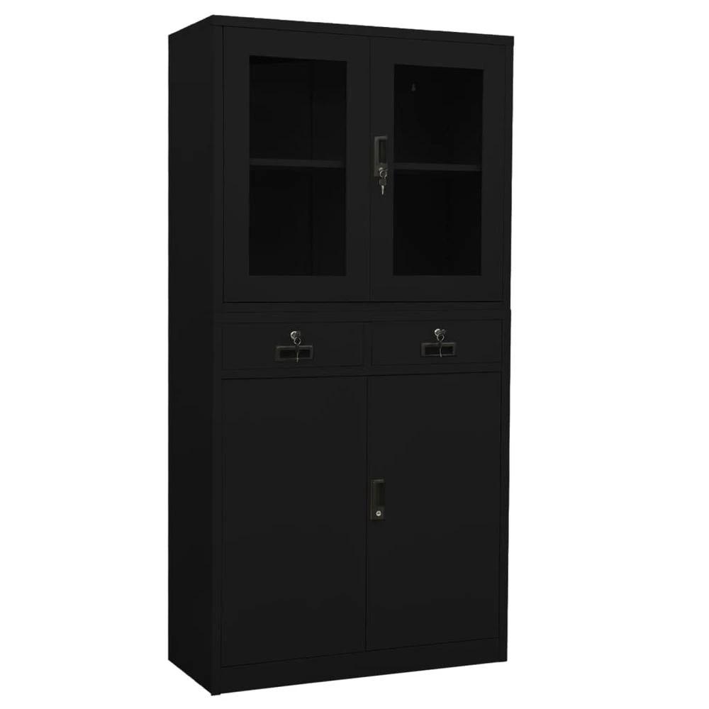 Office Cabinet White 90x40x180 cm vidaXL Steel and Tempered Glass by vidaXL