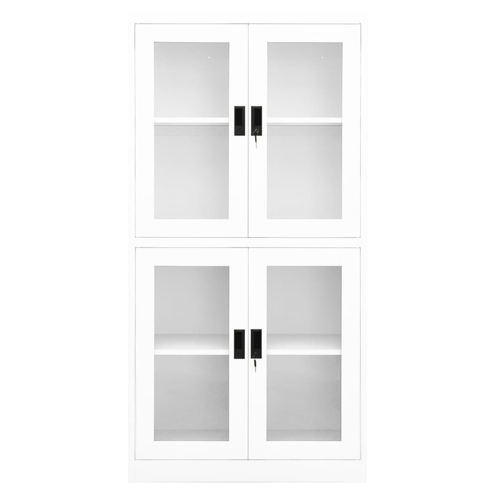 Office Cabinet White 90x40x180 cm vidaXL Steel and Tempered Glass by vidaXL