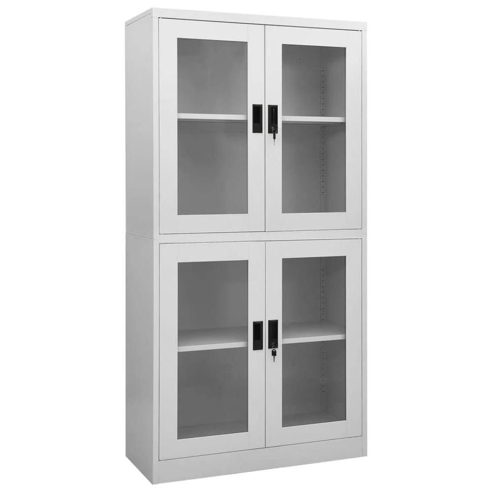 Office Cabinet White 90x40x180 cm vidaXL Steel and Tempered Glass by vidaXL