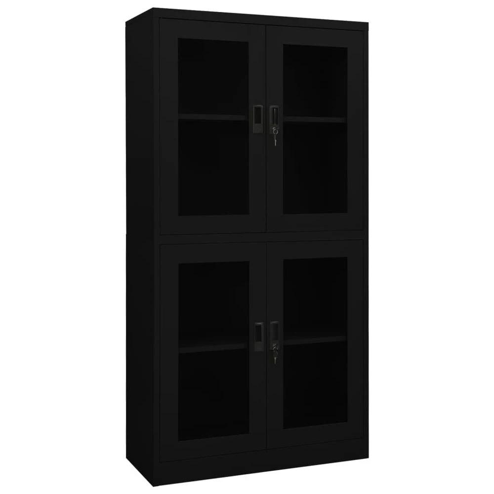 Office Cabinet White 90x40x180 cm vidaXL Steel and Tempered Glass by vidaXL