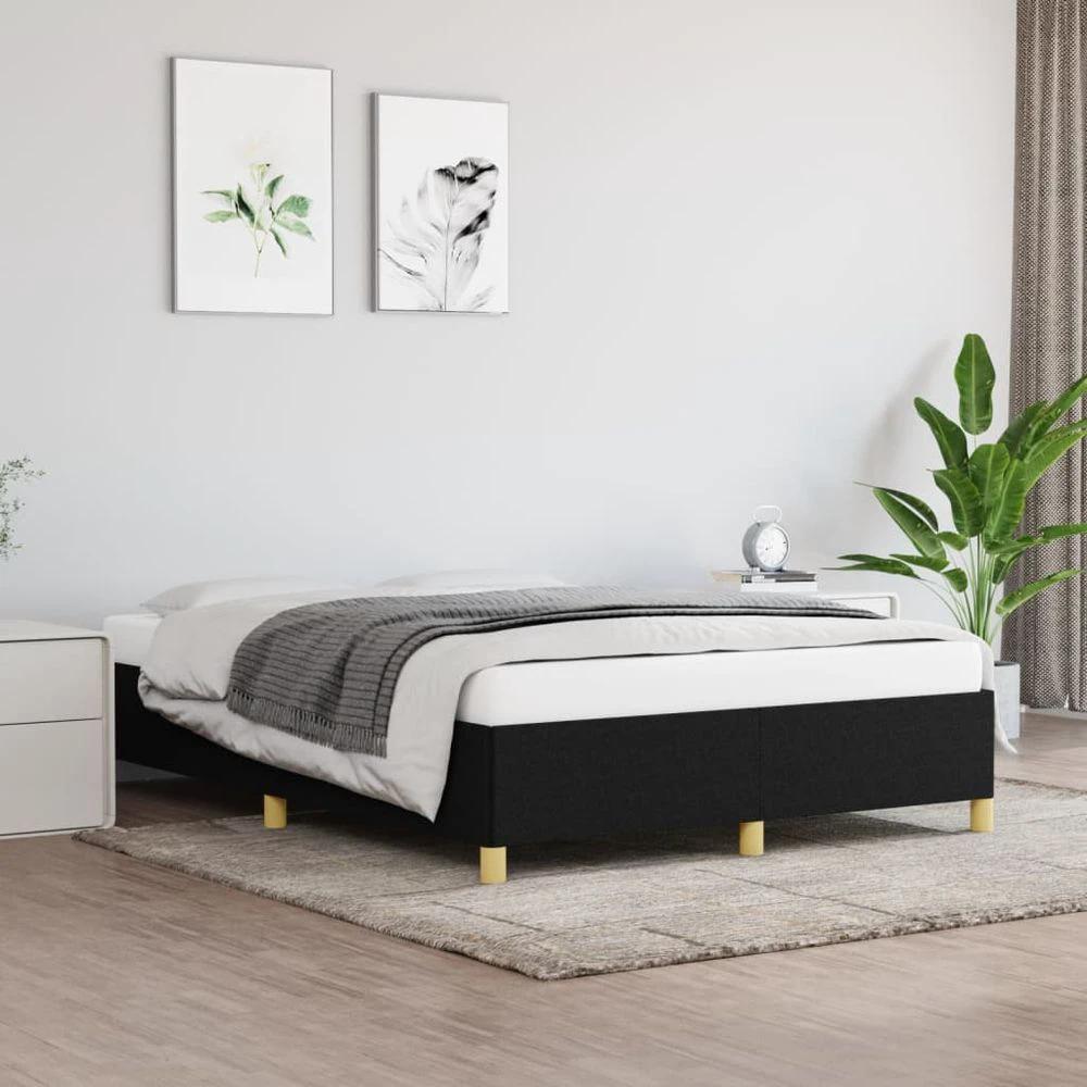 Bed Frame Black 135x190 cm vidaXL Double Fabric by vidaXL