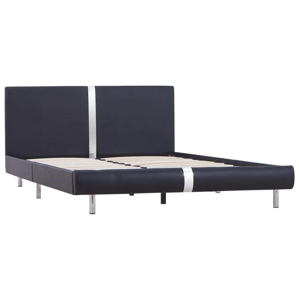 vidaXL Bed Frame Black Faux Leather 135x190 cm 4FT6 vidaXL Double - Uncategorized Double Bed