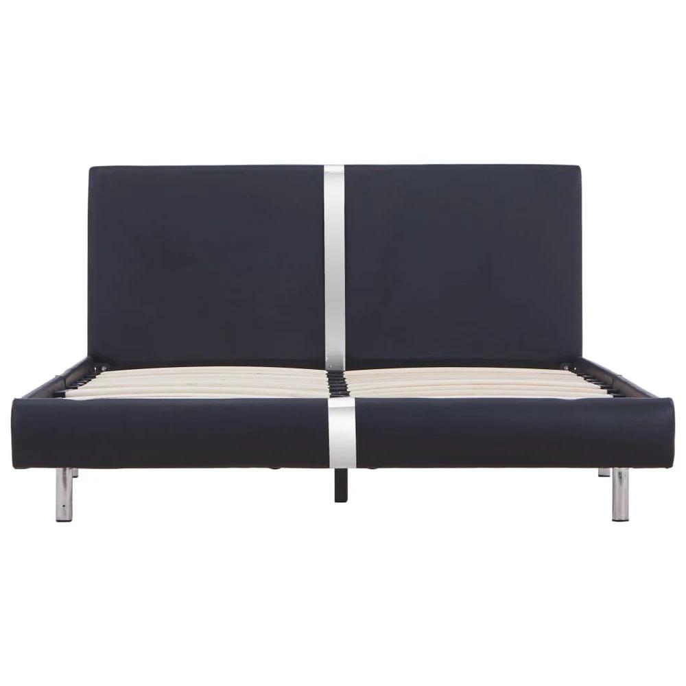 vidaXL Bed Frame Black Faux Leather 135x190 cm 4FT6 vidaXL Double - Uncategorized Double Bed