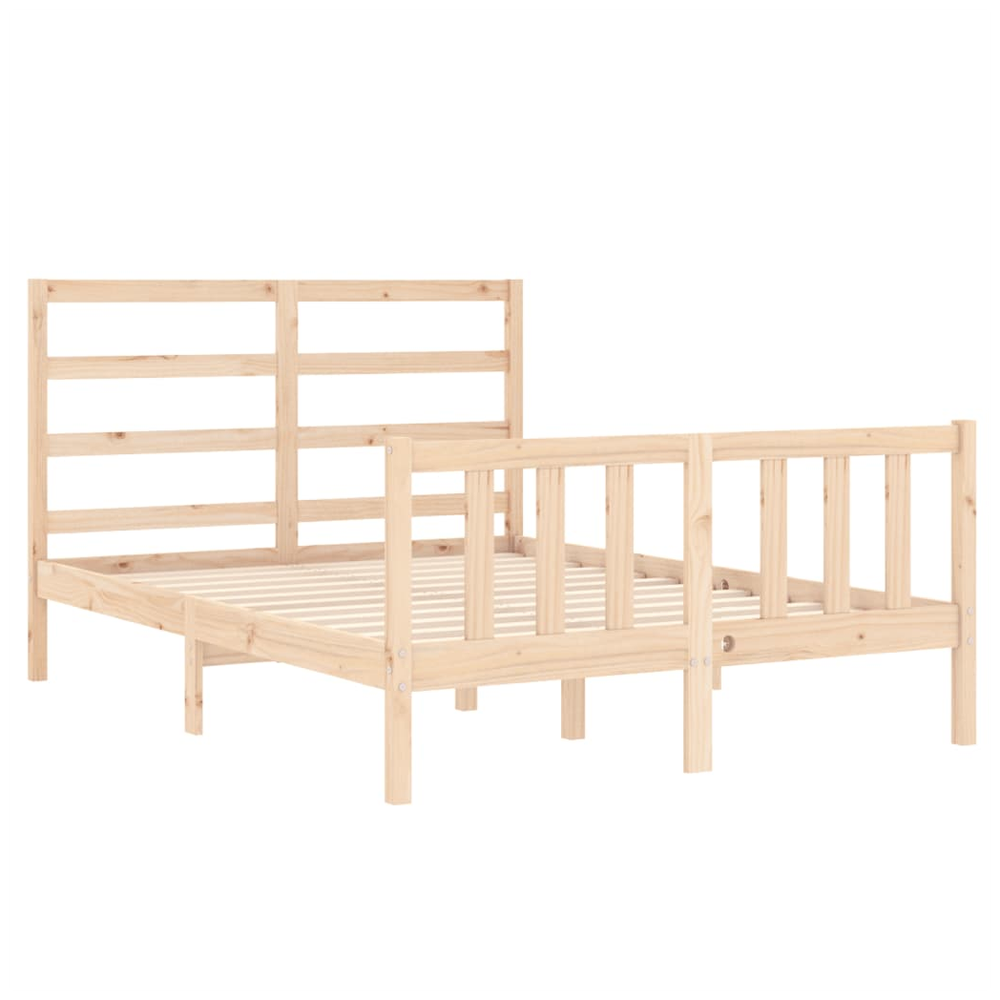 vidaXL Bed Frame with Headboard vidaXL Double Solid Wood - Uncategorized Double Bed