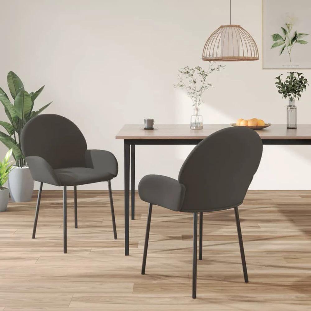 vidaXL Dining Chairs 2 pcs vidaXL Dark Grey Velvet - Uncategorized Fabric Dining Chairs