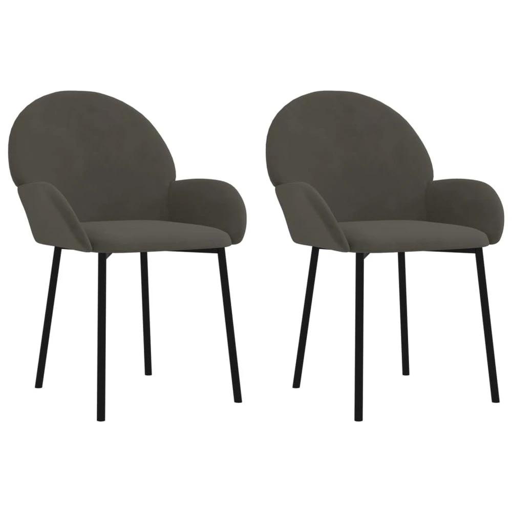 vidaXL Dining Chairs 2 pcs vidaXL Dark Grey Velvet - Uncategorized Fabric Dining Chairs