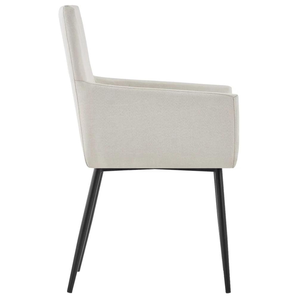 Dining Chairs with Armrests 2 pcs vidaXL Cream Fabric by vidaXL